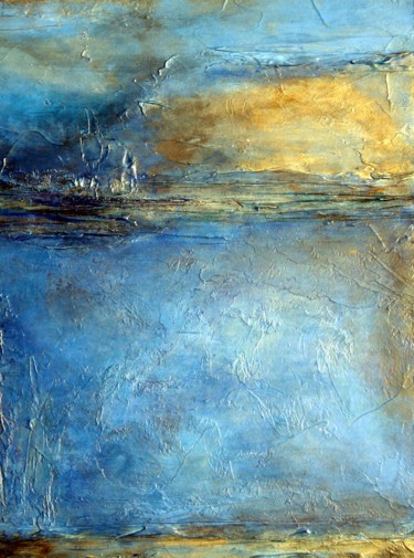 Painting titled "Blue and Brown Abst…" by Holly Anderson, Original Artwork, Acrylic