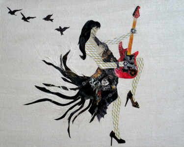 Painting titled "girls with guitars…" by Holly Anderson, Original Artwork, Acrylic