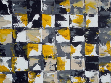 Painting titled "yellow and gray con…" by Holly Anderson, Original Artwork, Acrylic