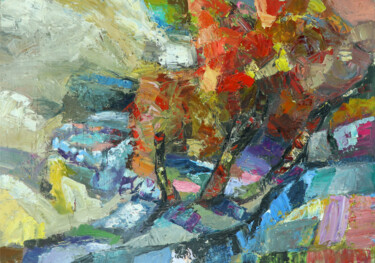 Malerei mit dem Titel "Colorful Autumn Tre…" von Homayoon H, Original-Kunstwerk, Öl