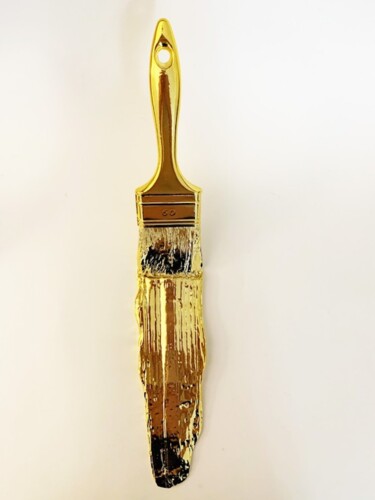 Sculpture titled "Gold Brush" by Santicri, Original Artwork, Resin