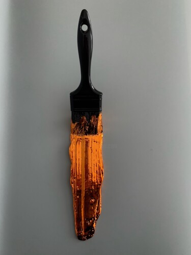 Γλυπτική με τίτλο "Orange Brush" από Santicri, Αυθεντικά έργα τέχνης, Ρητίνη Τοποθετήθηκε στο Άλλος άκαμπτος πίνακας