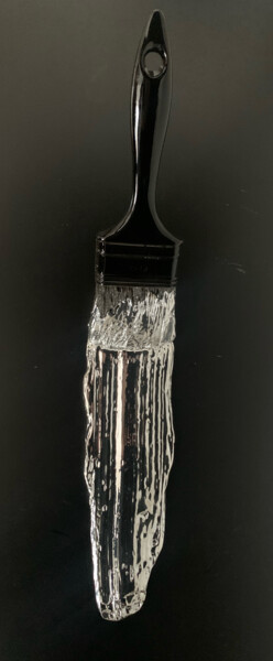 Γλυπτική με τίτλο "Brush Silver Black" από Santicri, Αυθεντικά έργα τέχνης, Ρητίνη Τοποθετήθηκε στο Άλλος άκαμπτος πίνακας