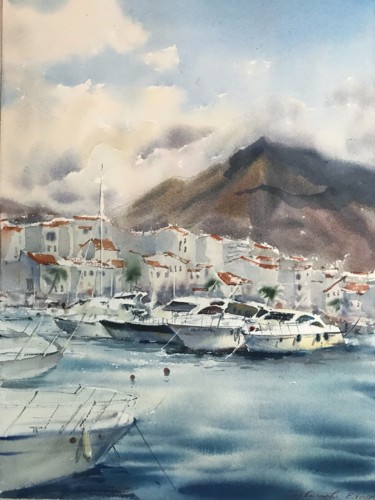 Painting titled "Marbella, Spain" by Eugenia Gorbacheva, Original Artwork, Watercolor