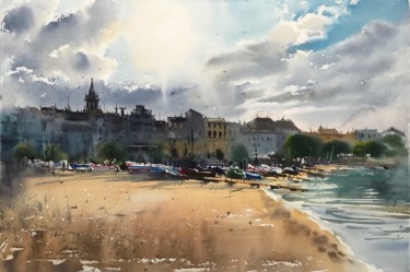 Malerei mit dem Titel "Palamos, Spain" von Eugenia Gorbacheva, Original-Kunstwerk, Aquarell