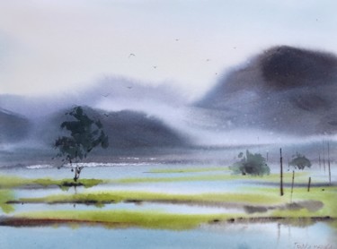 Malerei mit dem Titel "Asian landscape #2" von Eugenia Gorbacheva, Original-Kunstwerk, Aquarell