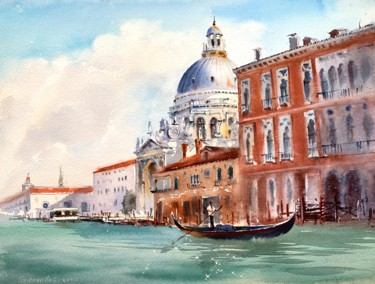 Painting titled "Canal Grande, Venic…" by Eugenia Gorbacheva, Original Artwork, Watercolor