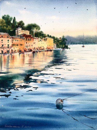 Peinture intitulée "Portofino #2, Italy" par Eugenia Gorbacheva, Œuvre d'art originale, Aquarelle