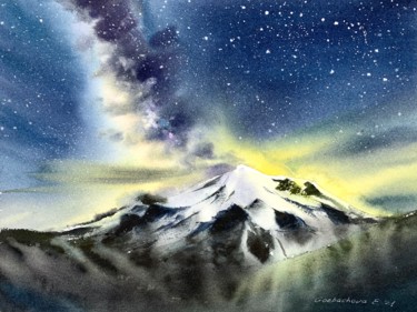 Painting titled "Milky Way #5" by Eugenia Gorbacheva, Original Artwork, Watercolor