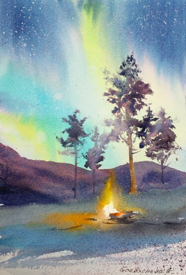 Pintura titulada "Bonfire" por Eugenia Gorbacheva, Obra de arte original, Acuarela