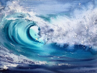 Peinture intitulée "Wave" par Eugenia Gorbacheva, Œuvre d'art originale, Aquarelle