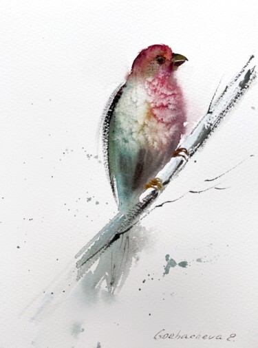 Peinture intitulée "Red bird" par Eugenia Gorbacheva, Œuvre d'art originale, Aquarelle