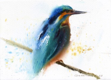 Peinture intitulée "Kingfisher" par Eugenia Gorbacheva, Œuvre d'art originale, Aquarelle