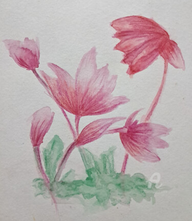 Schilderij getiteld "Lilies" door Homely Art, Origineel Kunstwerk, Aquarel