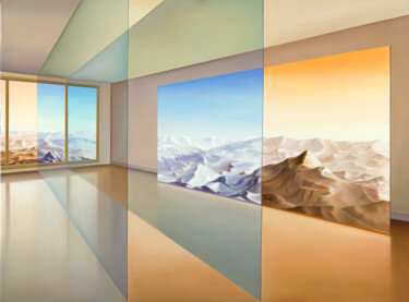 Pintura titulada "Le Mont Blanc" por Homero Aguilar, Obra de arte original, Oleo