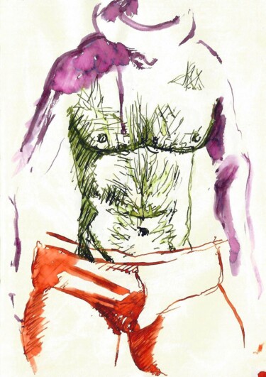 Drawing titled "Threefold 03" by Omeros, Original Artwork, Ink