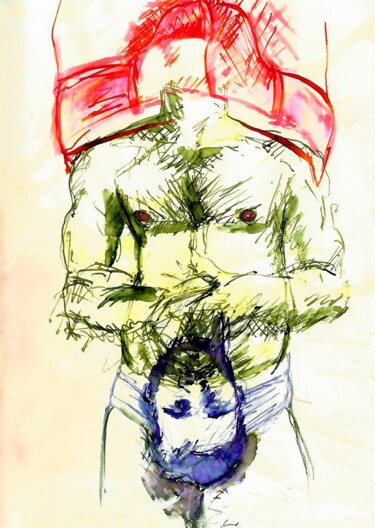 Drawing titled "Threefold 07" by Omeros, Original Artwork, Ink