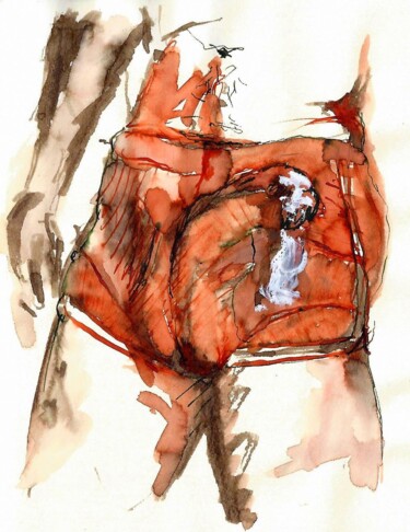 图画 标题为“Red Shorts A” 由Ὅμηρος, 原创艺术品, 墨