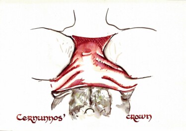 Zeichnungen mit dem Titel "Cernunnos' Crown" von Omeros, Original-Kunstwerk, Tinte