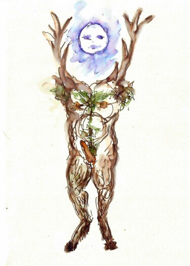 Рисунок под названием "Prototype for Human…" - Ὅμηρος, Подлинное произведение искусства, Чернила