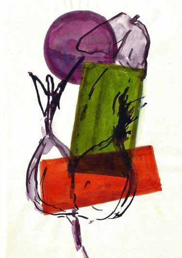 Drawing titled "Form and Color 01" by Omeros, Original Artwork, Ink