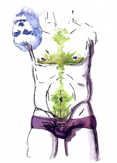 Zeichnungen mit dem Titel "Modesty Exercise 02…" von Omeros, Original-Kunstwerk, Tinte