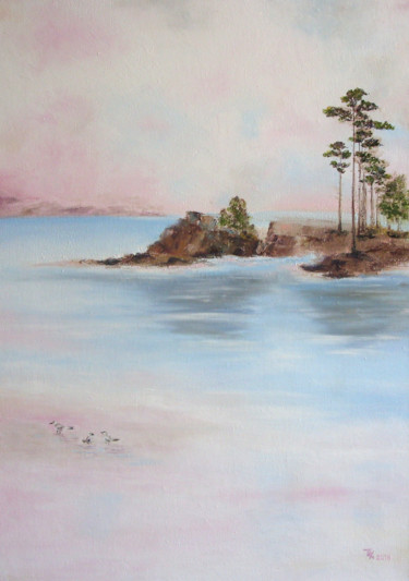 Painting titled "Pine trees" by Tania Kalinnik, Original Artwork, Oil