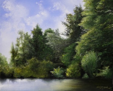 Peinture intitulée ""Printemps au lac I…" par Hongie, Œuvre d'art originale, Acrylique