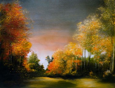 Peinture intitulée ""Ciel d'automne 5F…" par Hongie, Œuvre d'art originale, Acrylique Monté sur Châssis en bois