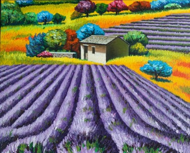 Peinture intitulée "countryside" par Jin Hong, Œuvre d'art originale, Acrylique