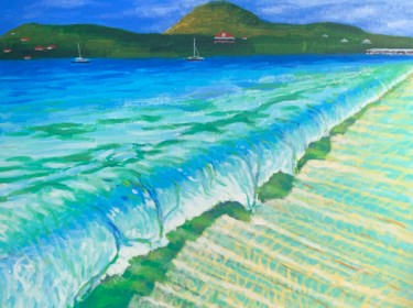 Painting titled "Seaside 1" by Jin Hong, Original Artwork, Acrylic