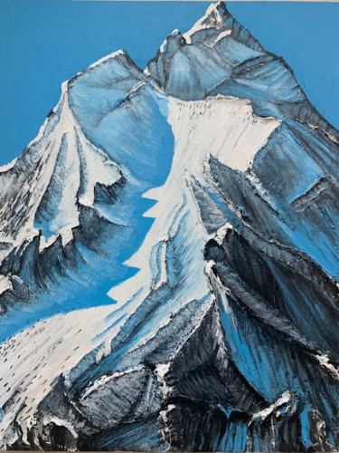 Painting titled "SNOW MOUNTAIN" by Jin Hong, Original Artwork, Acrylic
