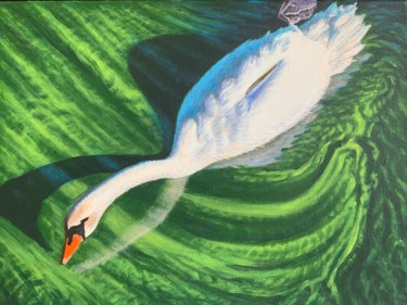 Painting titled "Swan" by Jin Hong, Original Artwork, Acrylic