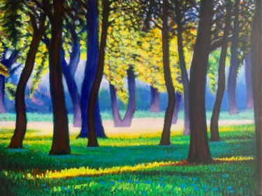 Painting titled "TREE AND SUNSHINE" by Jin Hong, Original Artwork, Acrylic
