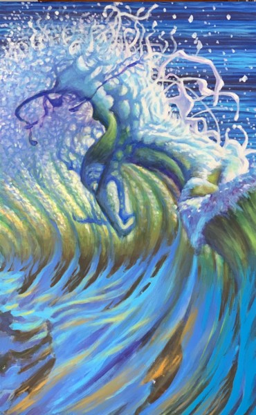 Schilderij getiteld "sea wave" door Jin Hong, Origineel Kunstwerk, Acryl