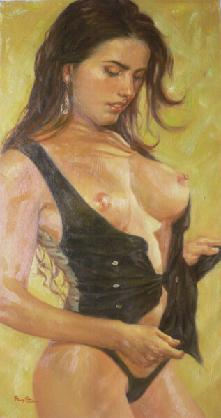 Картина под названием "oil painting  girl…" - Hongtao Huang, Подлинное произведение искусства, Масло
