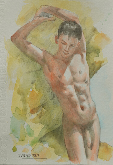 Malerei mit dem Titel "WATERCOLOUR PAINTIN…" von Hongtao Huang, Original-Kunstwerk, Aquarell