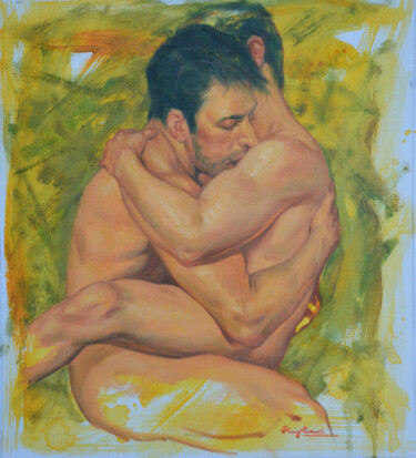 Painting titled "OIL PAINTING GAY ME…" by Hongtao Huang, Original Artwork, Oil