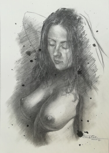 Drawing titled "DRAWING - women #19…" by Hongtao Huang, Original Artwork, Charcoal