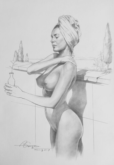 Drawing titled "Drawing- Outside La…" by Hongtao Huang, Original Artwork, Charcoal