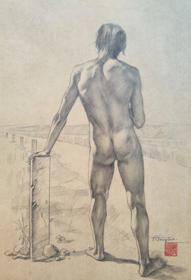 图画 标题为“DRAWING YOUNG MAN #…” 由Hongtao Huang, 原创艺术品, 铅笔