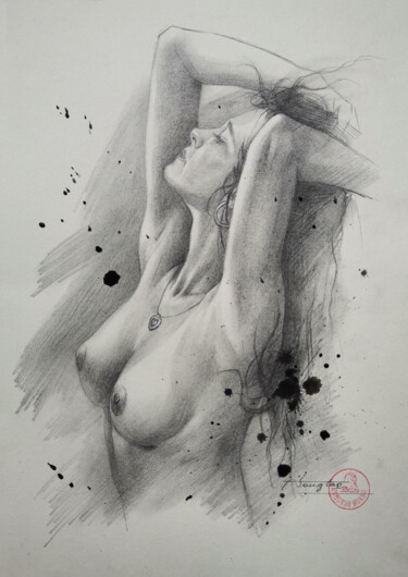 Tekening getiteld "DRAWING-Female nude…" door Hongtao Huang, Origineel Kunstwerk, Potlood