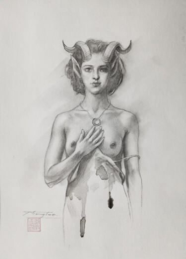 Drawing titled "Spirit" by Hongtao Huang, Original Artwork, Pencil