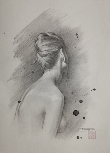 Drawing titled "Portrait of Beautif…" by Hongtao Huang, Original Artwork, Pencil