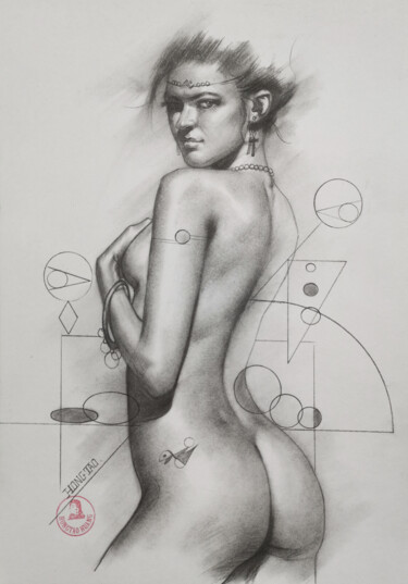 Drawing titled "Round and square" by Hongtao Huang, Original Artwork, Pencil