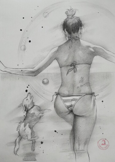 Drawing titled "Paly games with you" by Hongtao Huang, Original Artwork, Pencil