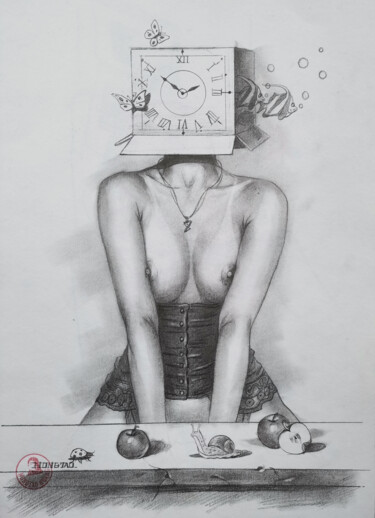 Dessin intitulée "Space and time" par Hongtao Huang, Œuvre d'art originale, Crayon