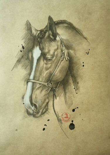 Desenho intitulada "Horse #22531" por Hongtao Huang, Obras de arte originais, Lápis