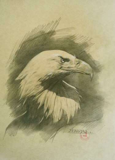 Dessin intitulée "Eagle #2261" par Hongtao Huang, Œuvre d'art originale, Crayon