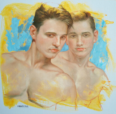 绘画 标题为“Portrait of men#230…” 由Hongtao Huang, 原创艺术品, 油